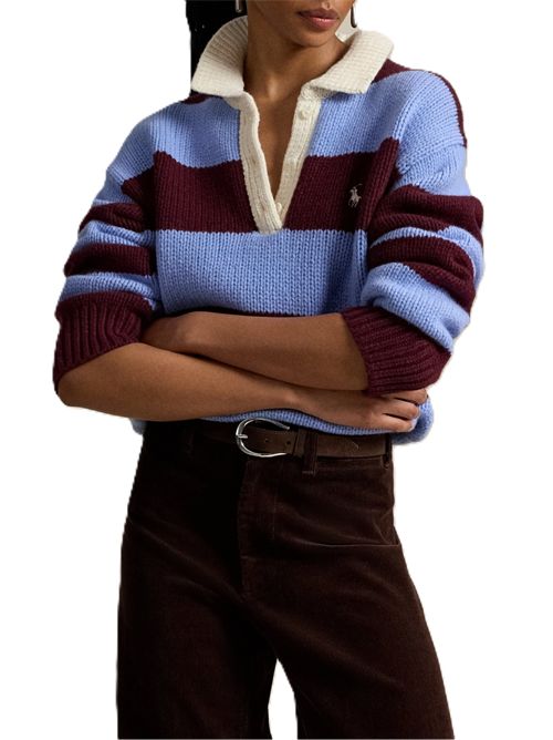 striped rugby polo sweater Polo Ralph Lauren | 211-B17752-001HARVARDWNE/NWLITCHBLUE